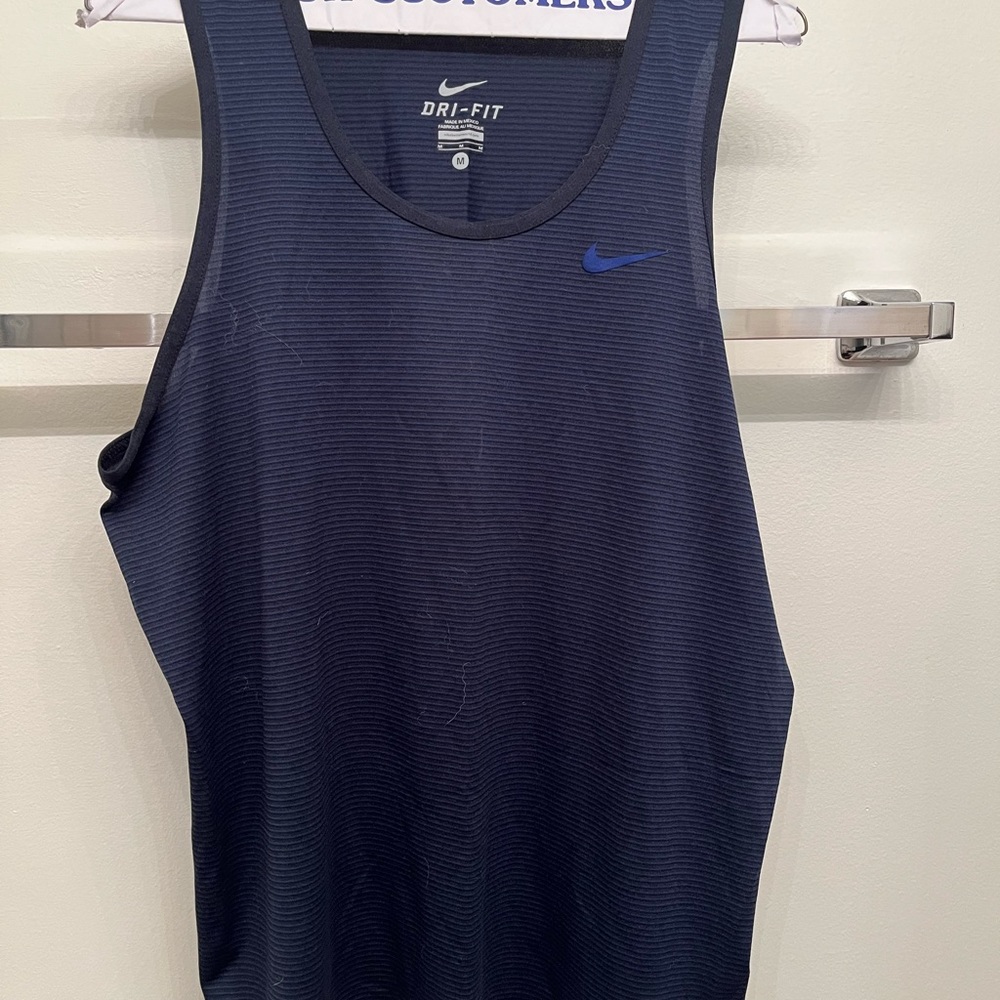 Men striped navy Nike workout tank